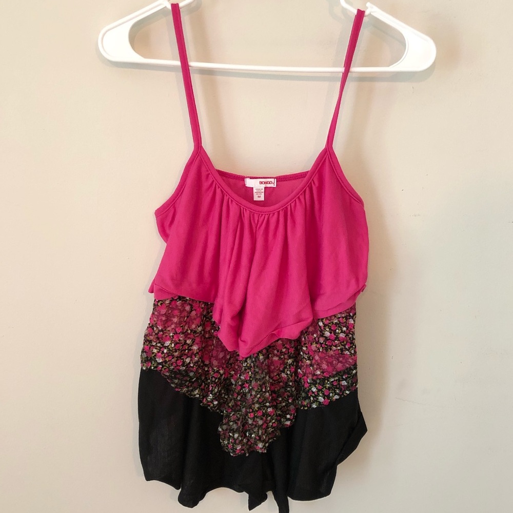 Bongo Pink Layered Tank Top Sz M